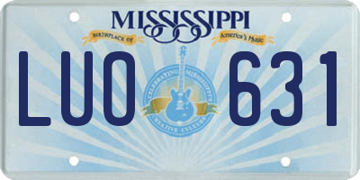 MS license plate LUO631