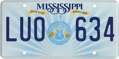 MS license plate LUO634
