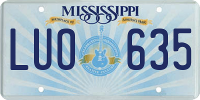 MS license plate LUO635