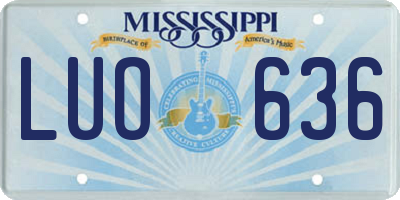 MS license plate LUO636