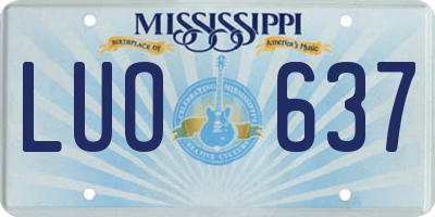MS license plate LUO637