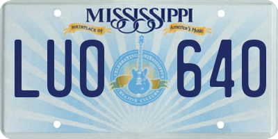 MS license plate LUO640