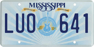 MS license plate LUO641