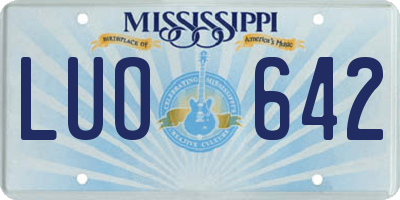 MS license plate LUO642