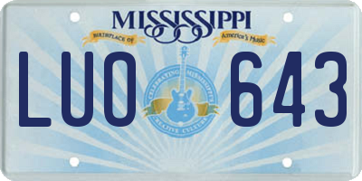 MS license plate LUO643