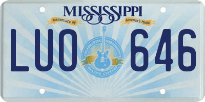 MS license plate LUO646