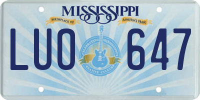 MS license plate LUO647