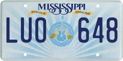 MS license plate LUO648