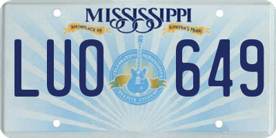 MS license plate LUO649
