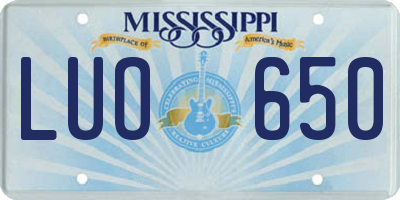MS license plate LUO650