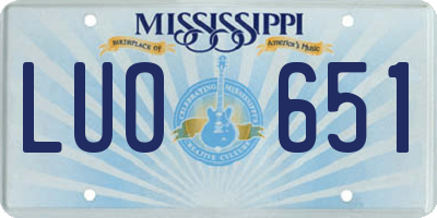 MS license plate LUO651