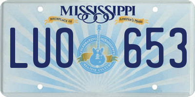 MS license plate LUO653