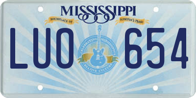 MS license plate LUO654