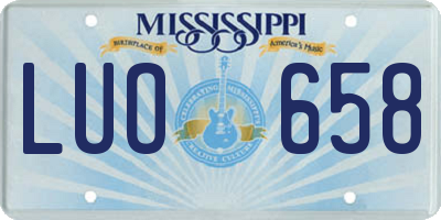 MS license plate LUO658