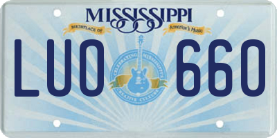 MS license plate LUO660