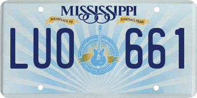 MS license plate LUO661