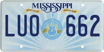 MS license plate LUO662