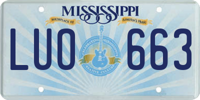 MS license plate LUO663