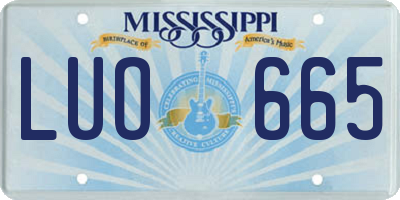 MS license plate LUO665