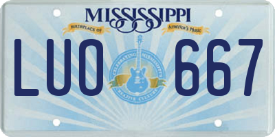 MS license plate LUO667