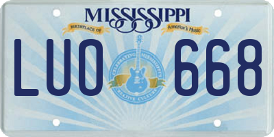 MS license plate LUO668