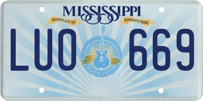 MS license plate LUO669