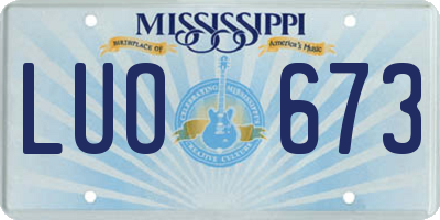 MS license plate LUO673
