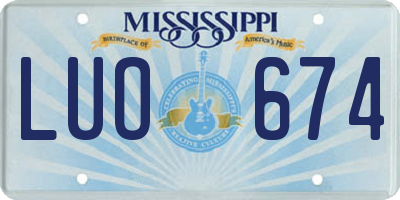 MS license plate LUO674