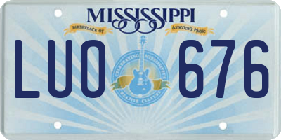 MS license plate LUO676