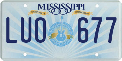 MS license plate LUO677