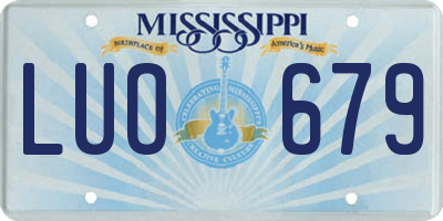 MS license plate LUO679