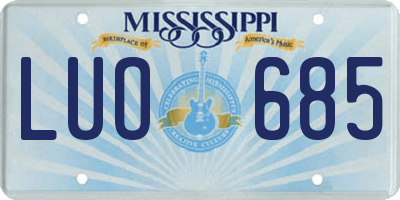 MS license plate LUO685