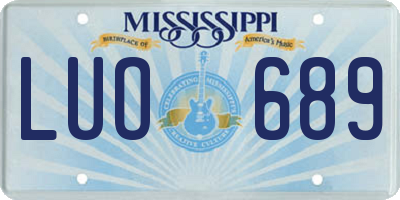 MS license plate LUO689