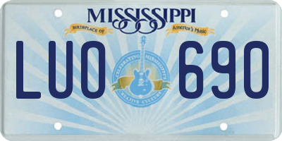 MS license plate LUO690