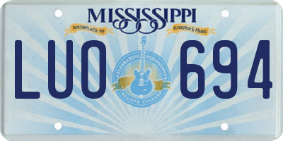 MS license plate LUO694