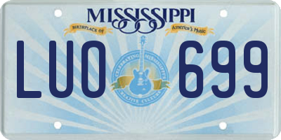 MS license plate LUO699