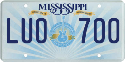 MS license plate LUO700
