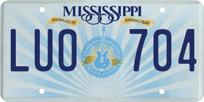 MS license plate LUO704