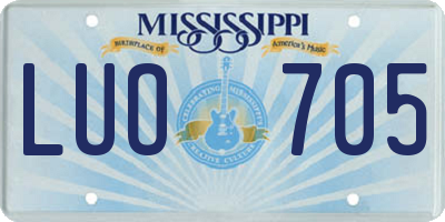 MS license plate LUO705