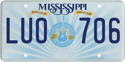 MS license plate LUO706