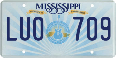 MS license plate LUO709