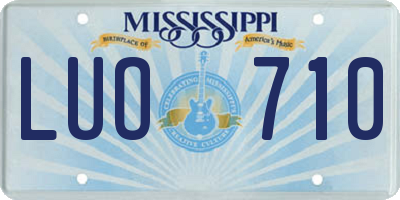 MS license plate LUO710