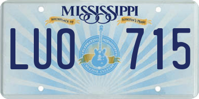 MS license plate LUO715