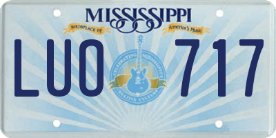 MS license plate LUO717