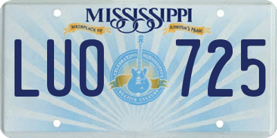 MS license plate LUO725