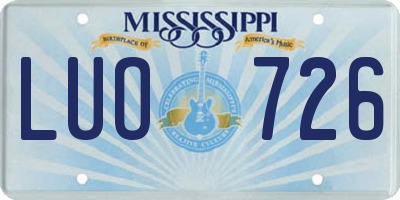 MS license plate LUO726