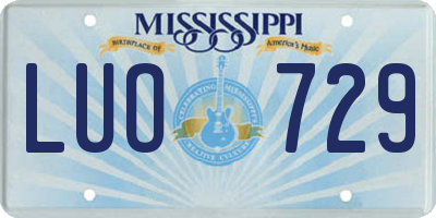 MS license plate LUO729