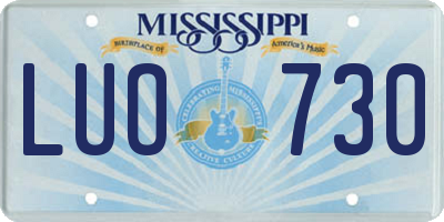 MS license plate LUO730