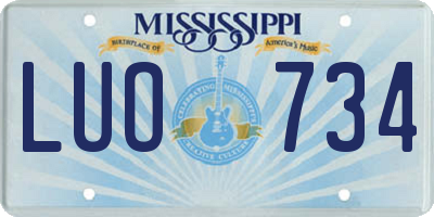 MS license plate LUO734