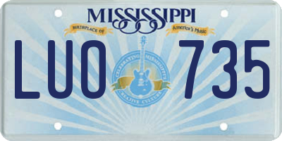 MS license plate LUO735